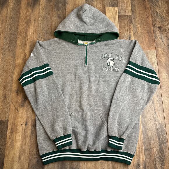 Vintage 70s Russel Athletic Michigan State‎ Spartans Hoodie Men's XL Gray 6717 - Picture 1 of 11